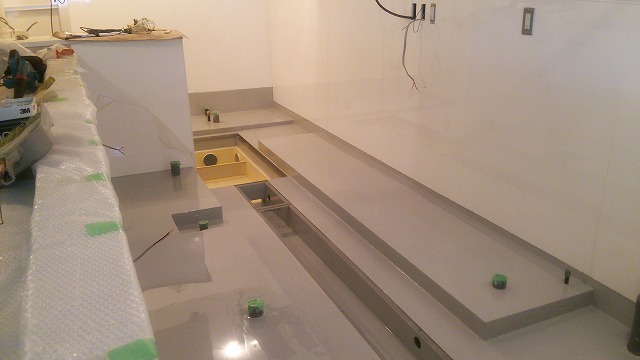 厨房内の防水工事完了